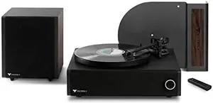 Victrola Premiere V1 Soundbar System with Built-in Record Player, Wireless Subwoofer and 5.0 Bluetooth Streaming, Stereo Soundbar, 6.5" Powered Subwoofer, Supports 33-1/3 and 45 RPM Vinyl Records