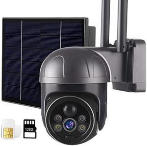 4G LTE Cellular Security Camera Wireless Outdoor, Pan Tilt 360deg View No Wifi Solar Camera Outdoor, 1080P Color Night Vision Battery Security Camera with 2 Way Talk, PIR Motion Detection, US Version