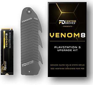Fantom Drives 4TB NVMe Gen 4 M.2 SSD Upgrade Kit for Playstation 5 - VENOM8 PS5 Solid State Drive with Heatsink - 3D NAND TLC Internal Drive - Transfer Speed up to 7400MB/s (VM8X40-PS5)