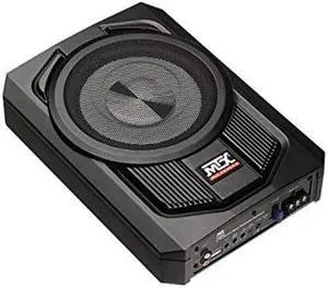 MTX TN8MS Terminator 8 Inch Micro Compact Amplified Subwoofer Enclosure for Small Vehicles with Class A/B Amplifier, Variable Bass Boost, External Bass Control, and Smart Engage Auto Turn On Circuitry
