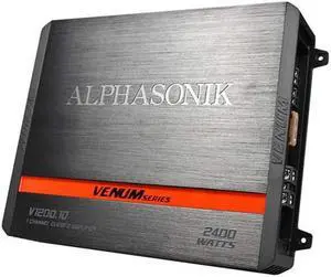 Alphasonik V1200.1D Venum Series 2400 Watts Max Monoblock Car Amp with Power Plant Chip 4-Way Protection Circuitry 1-Channel Subwoofer Class-D Amplifier with Remote Bass Boost Control Knob Included