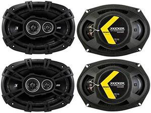 Kicker 43DSC69304DS 6x9 360 Watt 3-Way 4-Ohm Car Audio Thin Profile Coaxial Speakers with Dome Tweeters, Foam Surrounds & Polypropylene Cone, 2 Pairs
