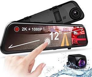 REXING M1 PRO 2K DUAL MIRROR DASH CAM 12" IPS TOUCH SCREEN, 1440p (FRONT) + 1080p (REAR), WATERPROOF BACKUP CAMERA, STREAM MEDIA, PARKING MONITOR, SONY IMX 335 SENSOR NIGHT VISION, SUPPORT UP TO 256GB