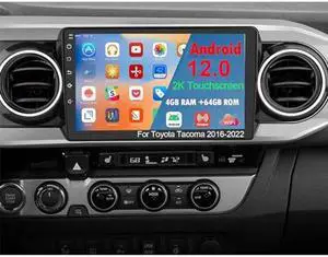 CarPlay Radio Stereo for Toyota Tacoma 2016-2022, 4+64G 2000x1200 High Resolution Android 12 Touch Screen Head Unit Wired Andriod Auto Bluetooth GPS Navigation
