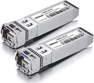 a Pair of 10G SFP+ Bidi Transceiver, 10GBASE-BX20-U 10GBase-BIDI 1270nm/1330nm, DOM Simplex LC SMF Module, up to 10-20 km, Compatible with Ubiquiti UniFi