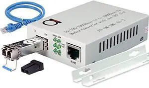 Single Mode LC Gigabit Fiber Media Converter - Includes LC SFP 20 km (12.42 Miles) LC - to UTP Cat5e Cat6 10/100/1000 RJ-45 - Auto Sensing Gigabit or Fast Ethernet Speed - Jumbo Frame - LLF Support