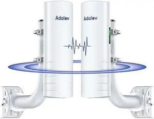 5KM Wireless Bridge with 2 x 1Gbs Ports and Bracket Mounts for Network Extend, AdaLov CPE361 Point to Point Wireless Bridges Outdoor with 14DBi high gain Antenna,5.8G WiFi Bridge CPE (2 Pack)