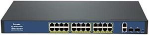 Davuaz Gigabit PoE Switch with 24 POE+ Port, 2 Gigabit Uplink Port and 2 SFP Port, IEEE802.3af/at Compliant, Up to 400W, Metal Design, Unmanaged Power Over Ethernet Switch, Network Switch