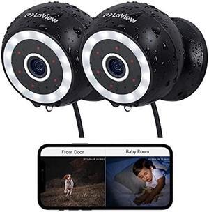 LaView 4MP Security Cameras Outdoor Indoor 2pc,2K Wired Cameras for Home Security with Starlight Color Night Vision,IP65 Spotlight Camera 2.4G,2-Way Audio,AI Human Detection,Works with Alexa