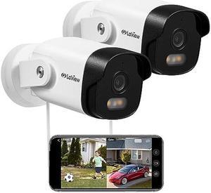 Laview 4MP Security Cameras Outdoor Indoor 2pc,2K Wired Cameras for Home Security with Starlight Color Night Vision,IP65 Spotlight Security Camera