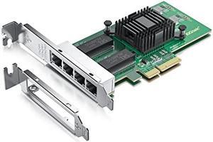 1000Mbps Gigabit Ethernet Converged Network Adapter (NIC) | with Intel I350 Chip | Ethernet PCI Express NIC Network Card | Quad Copper RJ45 Ports | PCI Express 2.1 X4 | Compare to Intel I350-T4