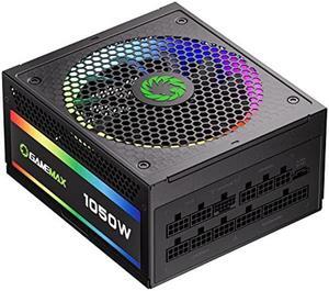 GAMEMAX 1050W ATX 3.0 & PCIE 5.0 Power Supply, 80+ Gold Certified, Addressable RGB with 5V Motherboard Sync, Fully Modular ATX Gaming Power Supply, 10 Year Warranty, RGB-1050