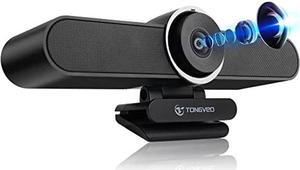 TONGVEO 4K Webcam Conference TV Room Web Camera with Microphone and Speaker, Computer Video Camera Wide Angle AI Auto Framing Dual Mics Works with Microsoft Teams, Zoom, Google Voice, PC (4K)