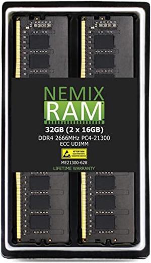 32GB (2X16GB) DDR4-2666 PC4-21300 ECC UDIMM Compatible with Synology D4EC-2666-16G Memory Upgrade Module by NEMIX RAM