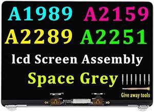GBOLE Screen Replacement for MacBook Pro A1989 A2159 A2289 A2251 Retina 13.3" LCD LED Display Digitizer Assembly Panel EMC 3214 3358 3301 3456 3348 (Space Grey)
