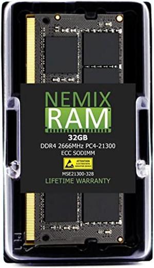 32GB DDR4-2666 PC4-21300 ECC SODIMM 2Rx8 Memory Upgrade by NEMIX RAM