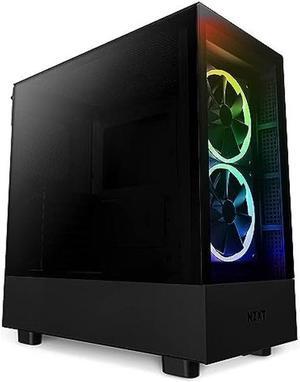 NZXT H5 Elite Compact ATX Mid-Tower PC Gaming Case - Built-in RGB Lighting - Tempered Glass Front and Side Panels - Cable Management - 2 x 140mm RGB Fans Included - 280mm Radiator Support - Black