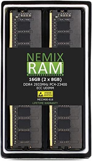 16GB Kit 2x8GB DDR4-2933 PC4-23400 ECC UDIMM 1Rx8 Unbuffered Server Memory by NEMIX RAM