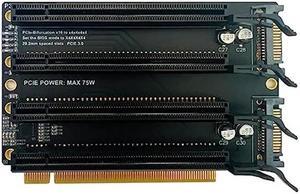 JMT PCI-E 3.0 x16 1 to 4 Split Card Gen3 PCIe-Bifurcation x16 to x4x4x4x4 Expansion Card 20.2mm Spaced Slots SATA Power Supply Port