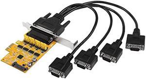 CERRXIAN PCIE to 4 Port RS232 Expansion Card,DB9 Dual Channel PCIe X1 AX99100 Expansion Card for Desktop PC,with 4 Port External Cable
