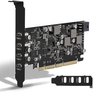 Sinefine USB PCIe Card Power Delivery 4 USB Type-C Ports, PCIe USB3.1(USB 3.2 Gen 2) with 10 Gbps Motherboard Card for PC Desktop, Support WindowsXP/7/8/10 and MAC OS