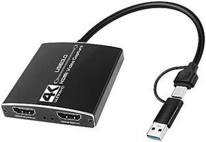 XMSJSIY 4K HDMI Video Capture Card HDMI to HDMI USB/USB C 3.0 Video Recording Card Device Full HD 1080P 60FPS for Game Playing,Live Streaming,Video Recording with PS4/PC/OBS/Camera/PC/Phone