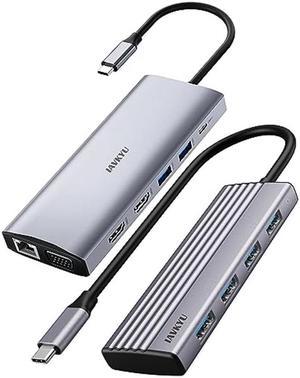 USB C Dock with 4 USB 3.0 Ports for Laptop and 14-in-1 USB C Docking Station Compatible with Dell/Surface/HP/Lenovo Laptop,Featuring Dual HDMI displays,Triple Display USB C hub Multi-Function Adapter
