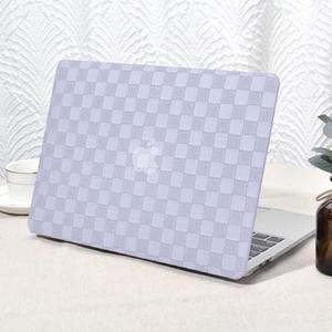 Seorsok Compatible with MacBook Air 13 Inch Case2022 2021 2020 2019 2018 Release A1932 A2179 M1 A2337 Touch IDElegant Leather Plastic Hard Shell Case Transparent Keyboard CoverLavender Grey PVC Grid