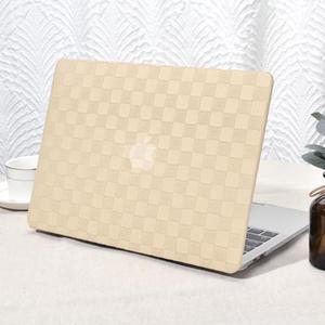 Seorsok Compatible with MacBook Air 13 Inch Case2022 2021 2020 2019 2018 Release A1932 A2179 M1 A2337 Touch IDElegant Leather Plastic Hard Shell Case Transparent Keyboard CoverKhaki PVC Grid