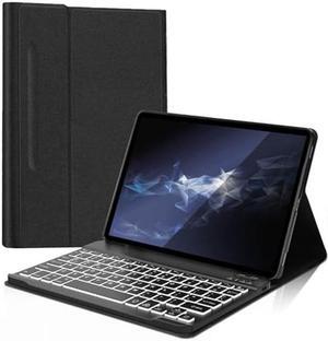 Case with Keyboard for Samsung Galaxy Tab S9 11 Inch 2023 - Backlit Detachable Bluetooth Keyboard, Folio Case with S Pen Holder, for Model (SM-X710/X716B/X718U) - Black