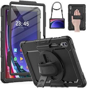 HXCASEAC for Samsung Galaxy Tab S9 Ultra Case 14.6 inch / S8 Ultra Case with Screen Protector/Pen Holder/Rotating Strap (SM-X910/X916B/X918U/X900/X906) Heavy Duty Case S9 Ultra Tablet Case - Black