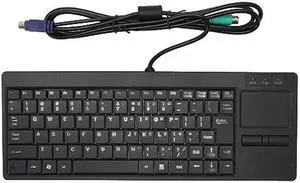 Wired Keyboard with Trackpad, Mini Industrial Keyboard Touchpad Combo with X Scissor Foot, Portable Compact Touch Keyboard for Industry Control, Plug and Play (PS2 Interface