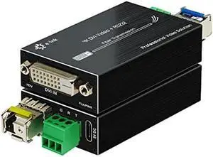 Steloproad Mini 4K DVI Fiber Extender - DVI to Fiber Converter UHD 4Kx2K DVI Video Optical Transceiver Up to 20km Over Single-Mode Fiber with Backward RS232