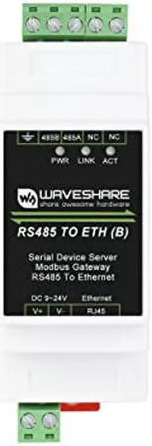 Waveshare Industrial Serial Server RS485 to RJ45 Ethernet TCP/IP to Serial Module Support Rail-Mount Modbus Gateway Waveshare Industrial Serial Server RS485 to RJ45 Ethernet TCP/IP to Serial Module Support Rail-Mount Modbus Gateway