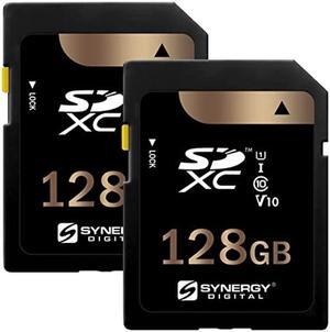 Synergy Digital 128GB, SDXC UHS-I Memory Cards - Class 10, U1, 100MB/s, 300 Series - Pack of 2