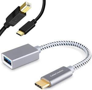 CableCreation Bundle - 2 Items USB3.1 Female to USB C Male Adapter + USB C Printer Cable USB C MIDI Cable