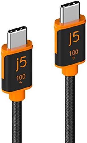 j5create USB C to USB C 100W Fast Charging Cable 9.8ft / 3m, Double Braided, Built-in E-Marker Chip, for Samsung Galaxy, iPad Pro, iPad Mini, Tablet, Laptop, Chromebook, MacBook Pro 2020 (JUCX25L30)
