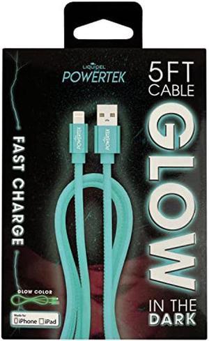 LIQUIPEL Powertek Glow MFi Certified Charger Compatible for Apple iPhone, iPad, 5ft Cable, Lightning to USB Cable Cord, Fast Charging Lightning Cable (Blue)