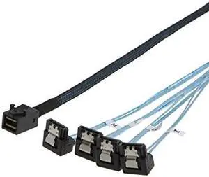 CableCreation Internal HD Mini SAS (SFF-8643 Host) - 4X SATA (Target) Angle Cable, SFF-8643 for Controller, 4 Sata Connect to Hard Drive, 0.5M / 1.6FT