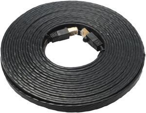 Edimax Pro-Grade CAT8 50ft Shielded Flat Ethernet Cable U/FTP Design EA8 Series - 40Gbps 2000MHz Throughput, True 100% Oxygen-Free Copper with Shielded Twisted Pairs, RJ45, Black, 50ft / 15.2m