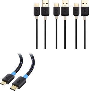 Cable Matters USB C to Micro USB Cable (Micro USB to USB-C Cable) with Braided Jacket 3.3 Feet in Black & 3-Pack Slim Series USB C Cable