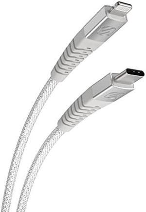 Scosche HDCi4B4WT-SP Strikeline Heavy-Duty MFi Certified Premium Charge & Sync Braided Cable for Lightning and USB-C Devices 4-ft. White/Silver