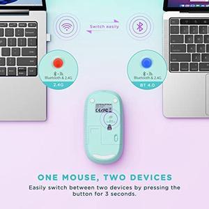 seenda Bluetooth Mouse - Dual Mode (Bluetooth 4.0 + 2.4GHz) Mouse with USB Receiver, Wireless Slim Portable Multi-Device Mice for iPad, MacBook, Laptop, PC (Gradient Mint Green to Purple)