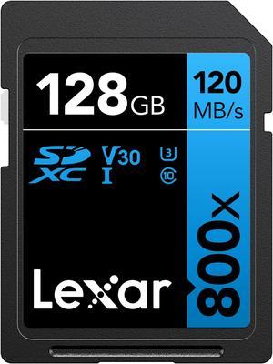 Lexar High-Performance 800x 128GB SDXC UHS-I Memory Card, C10, U3, V30, Full-HD & 4K Video, Up to 120MB/s Read, for Point-and-Shoot Cameras, Mid-Range DSLR, HD Camcorder (LSD0800128G-BNNNU)