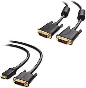 Cable Matters DVI to DVI Cable with Ferrites (DVI Dual Link Cable) 6 Feet & CL3-Rated Bi-Directional HDMI to DVI Cable (DVI to HDMI)