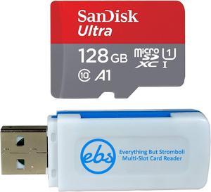 SanDisk 128GB SDXC Micro Ultra Memory Card Works with Samsung Galaxy A10 A20 A70 Cell Phone Class 10 SDSQUAR128GGN6MN Bundle with 1 Everything But Stromboli MicroSD and SD Card Reader