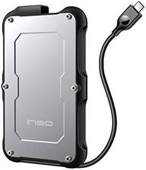 ineo 2.5 inch USB 3.1 Gen2 Type C Rugged Waterproof & Shockproof External Hard Drive Enclosure for 9.5mm & 7mm SATA HDD SSD [C2580c]