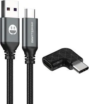 SMALLElectric 5 Pack USB Type-C Cable 10ft Fast Charging Cord + 3 Pack USB C Right Angle 90 Degree USB C to USB Type-C Male to Female Adapter