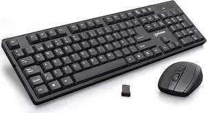 Manhattan Spanish Layout Keyboard Combo de Teclado y Mouse inalambricos, Juego de Teclado inalambrico USB de tamano Completo con dongle de 2.4 GHz para computadora portatil, Color Negro 180955