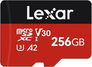 Lexar E-Series Plus 256GB Micro SD Card, microSDXC UHS-I Flash Memory Card with Adapter, 160MB/s, C10, U3, A2, V30, Full HD, 4K UHD, High Speed TF Card for Phones, Tablets, Drones, Dash Cam